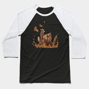 Cat Hunting Night Butterflies Baseball T-Shirt